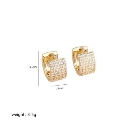 1 Pair Elegant Lady Circle Plating Inlay Copper Zircon 18k Gold Plated Earrings