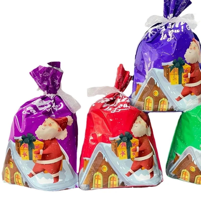Cross-border New Christmas Gift Bag Santa Claus Drawstring Bag Aluminum Foil Bag Candy Packaging Bag Gift Bag