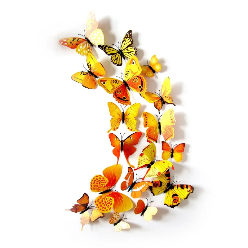 3d Realistic Butterfly Wall Stickers Fridge Magnets Home Mall Background Decorations Pvc Wall Decals Artistic Crafts