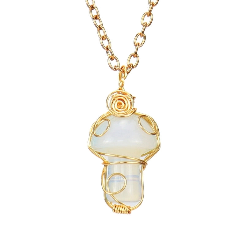 Minimalist Mushroom Natural Stone Handmade Pendant Necklace 1 Piece
