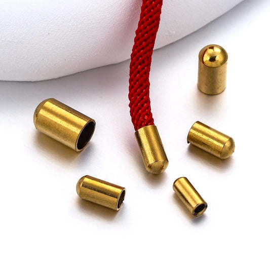 Stainless Steel Gold Bucket Rope Cap Snake Head Round Head Bell Flat Head Bracelet Necklace Leather Rope Coil Buckle Diy Jewelry