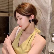 Fashion Heart Shape Copper Pearl Inlay Artificial Gemstones Drop Earrings 1 Pair