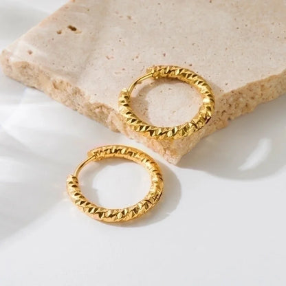 1 Pair Ig Style Basic Round Plating Stainless Steel 18k Gold Plated Earrings