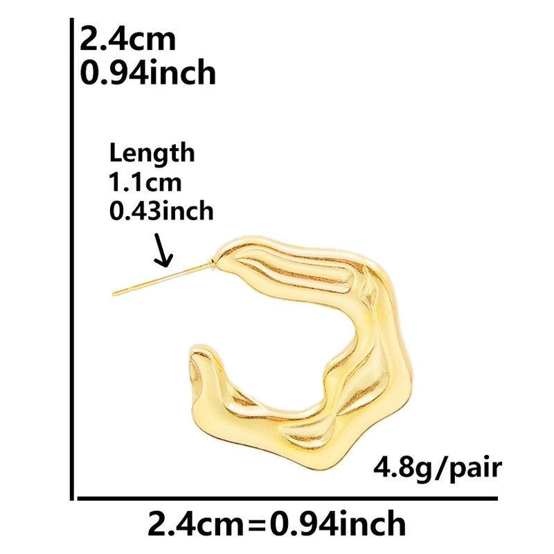 1 Pair Basic Modern Style Classic Style C Shape U Shape Solid Color Irregular Plating 304 Stainless Steel 18K Gold Plated Earrings Ear Studs
