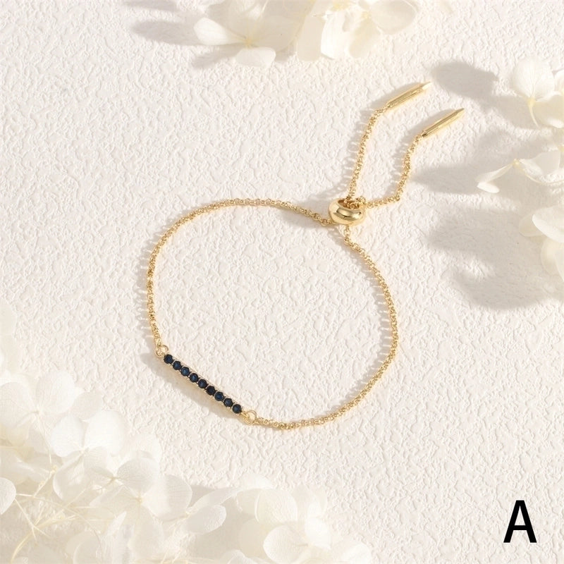 Copper 18K Gold Plated IG Style Minimalist Commute Geometric Rectangle Inlay Zircon Bracelets