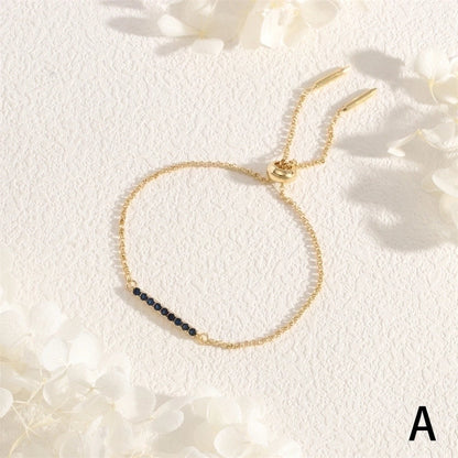 Copper 18K Gold Plated IG Style Minimalist Commute Geometric Rectangle Inlay Zircon Bracelets