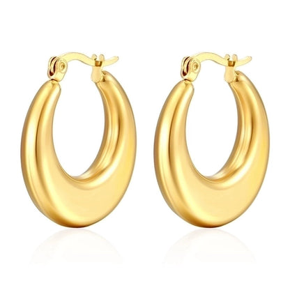 1 Pair Fashion Solid Color Plating 304 Stainless Steel 18K Gold Plated Earrings