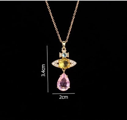 Sweet Planet Flower Bow Knot Copper Zircon Pendant Necklace In Bulk