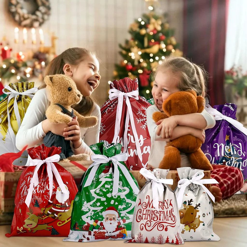 Christmas Gift Bag 2025 Santa Claus Style Drawstring Bag Candy Packaging Gift Bag