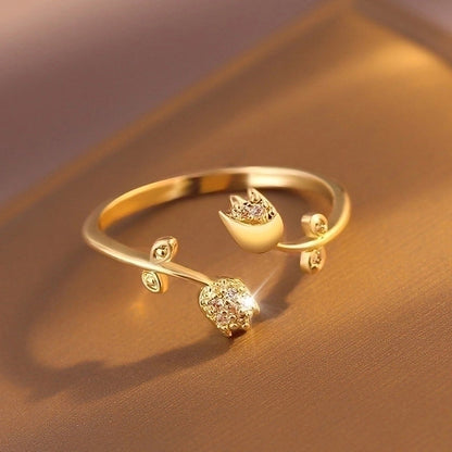 Fashion Heart Shape Butterfly Copper Plating Zircon Open Ring