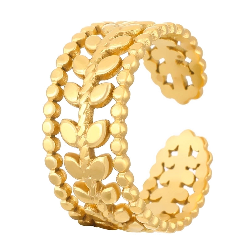 Minimalist Classic Style Geometric 304 Stainless Steel 18K Gold Plated Open Rings