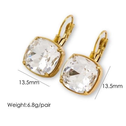 3 Pairs Retro Roman Style Geometric Plating Inlay 304 Stainless Steel Zircon 14K Gold Plated Drop Earrings