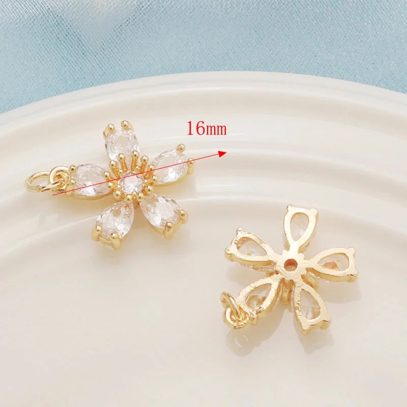 1 Piece Alloy Heart Shape Flower Pendant
