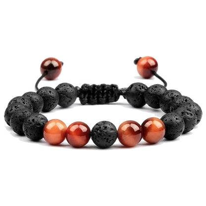 Casual Minimalist Round Volcanic Rock Tiger Eye Beaded Bracelets