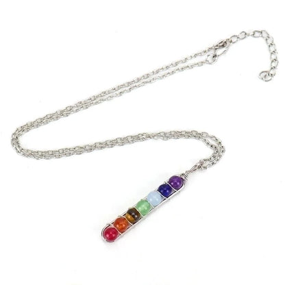 Minimalist Geometric Natural Stone Titanium Steel Pendant Necklace