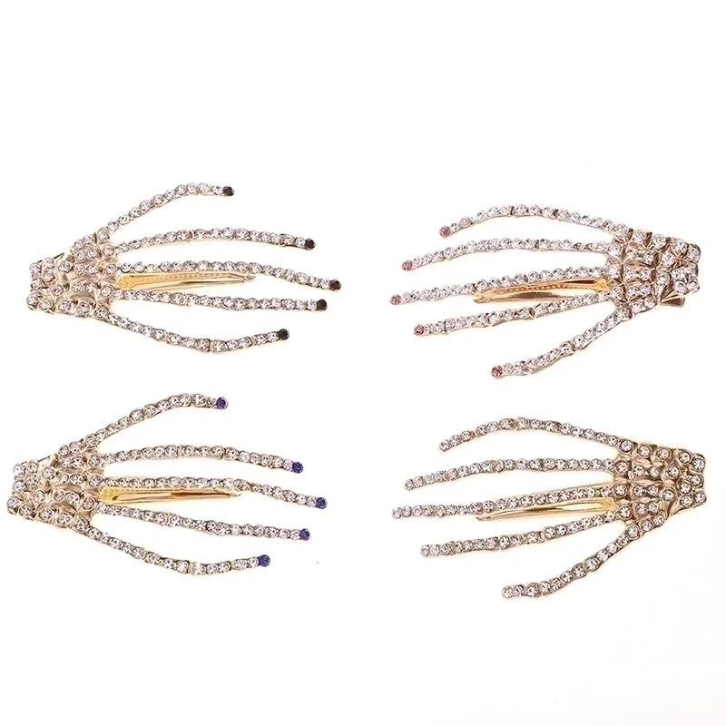 Halloween Retro Women'S Skull Alloy Artificial Rhinestones Hair Clip