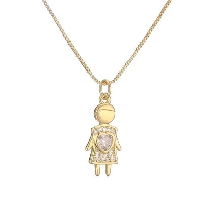 Ig Style Minimalist Dog Cat Copper Plating Inlay Zircon Gold Plated Pendant Necklace