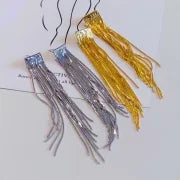1 Pair Vintage Style Exaggerated Tassel Plating Titanium Steel Drop Earrings