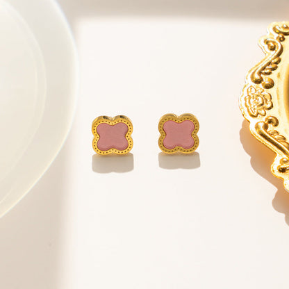 Quadrilateral Geometric Stainless Steel 18K Gold Plated Stud Earrings