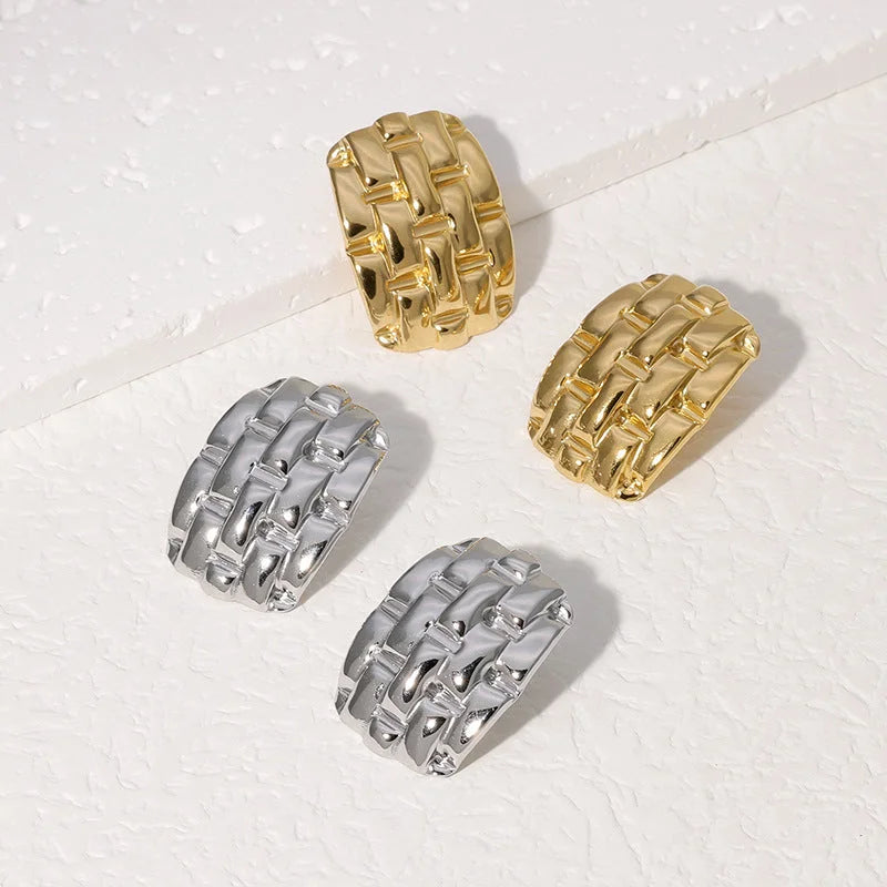 Fashion Quadrilateral Geometric Stainless Steel Electroplating Stud Earrings