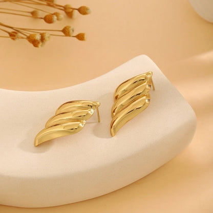 1 Pair Casual Minimalist Streetwear Waves Heart Shape Flower Plating 304 Stainless Steel Ear Studs