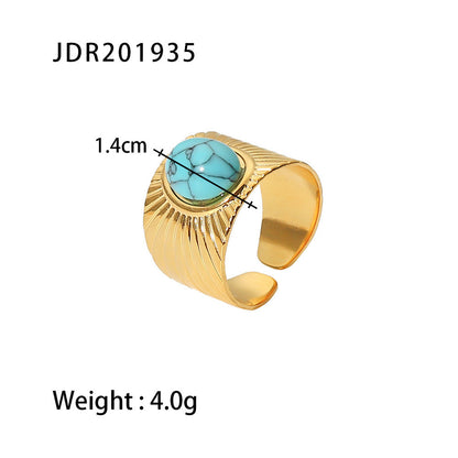 Women IG Style Circle Irregular Geometric Stainless Steel 18K Gold Plated Rings