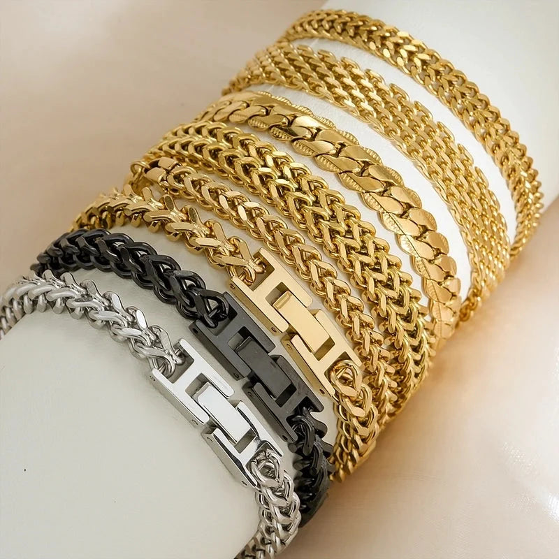 Hip-Hop Punk Minimalist Geometric 304 Stainless Steel Stainless Steel Bracelets In Bulk