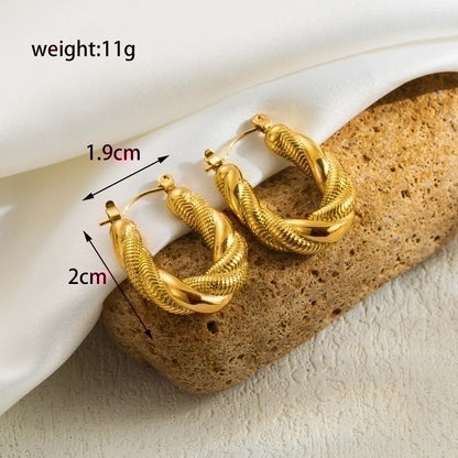 1 Pair Casual Retro Water Droplets Twist Plating Stainless Steel 18k Gold Plated Ear Studs