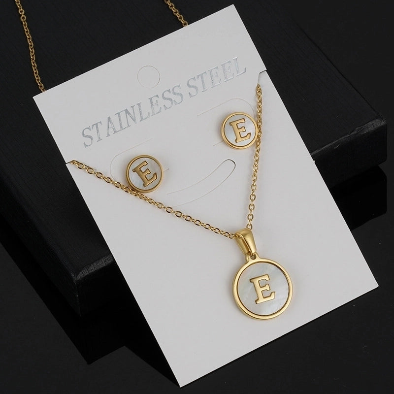 Minimalist Round Letter 304 Stainless Steel Shell 18K Gold Plated Gold Plated Stainless Steel Jewelry Sets