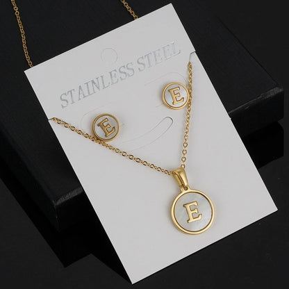 Minimalist Round Letter 304 Stainless Steel Shell 18K Gold Plated Gold Plated Stainless Steel Jewelry Sets
