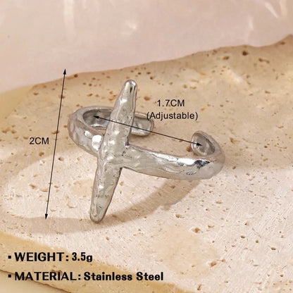 Minimalist Geometric 304 Stainless Steel Irregular Plating Open Rings