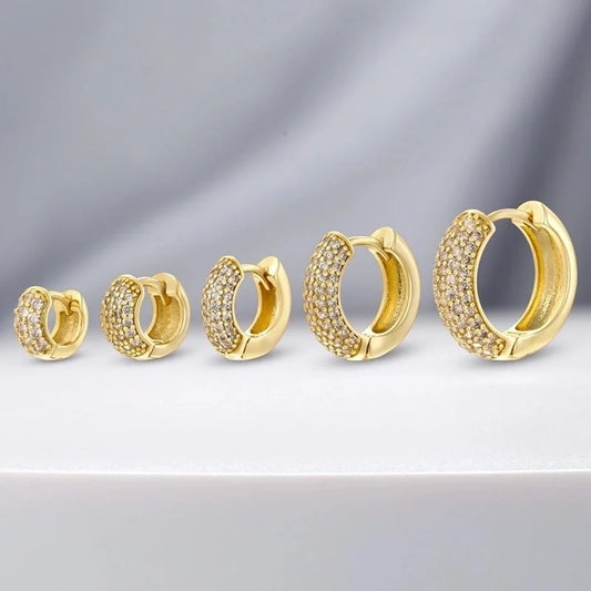 1 Pair Minimalist Commute Geometric Inlay Copper Zircon 18K Gold Plated Earrings