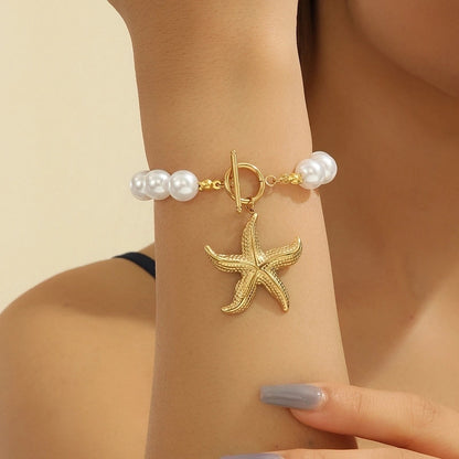 Preppy Style Sexy Minimalist Ocean Heart Shape Bow Knot Titanium Steel 18K Gold Plated Titanium Steel Bracelets In Bulk