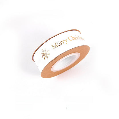 2.5cm Gold Stamping Polyester Ribbon With Flowers Bouquet Gift Wrapping Ribbon Christmas Ribbon With English Text Printed Ribbon