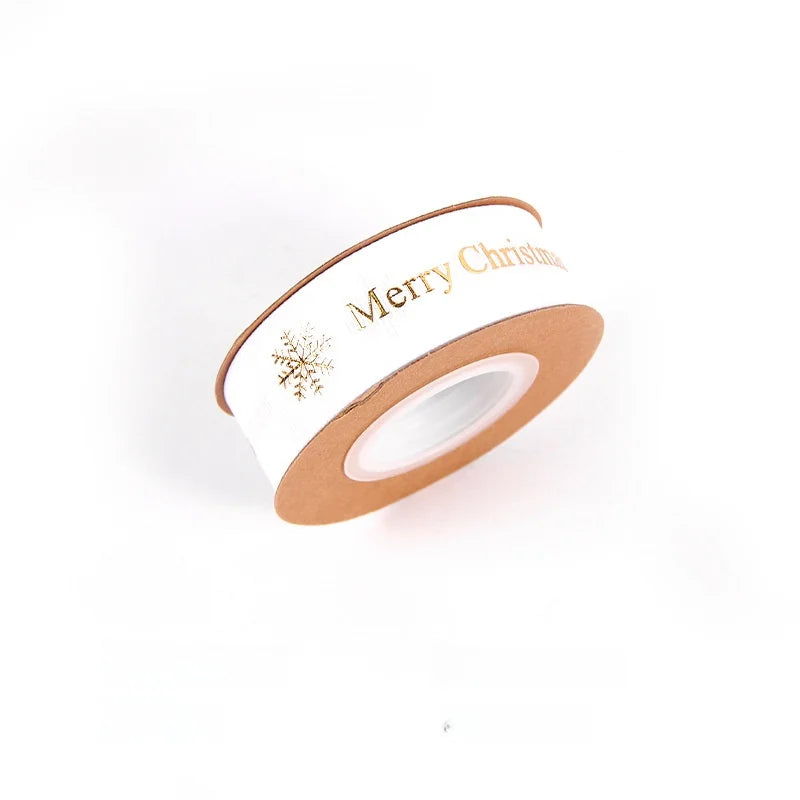 2.5cm Gold Stamping Polyester Ribbon With Flowers Bouquet Gift Wrapping Ribbon Christmas Ribbon With English Text Printed Ribbon