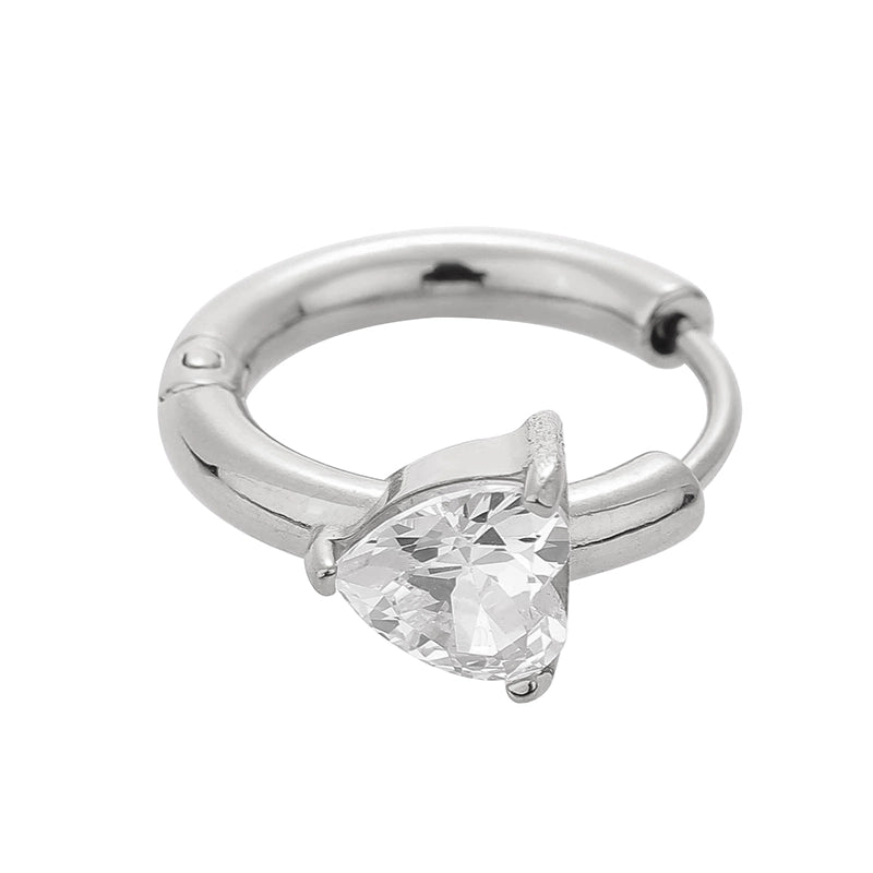 1 Piece Modern Style Minimalist Classic Style Solid Color Inlay 316L Stainless Steel Zircon 14K Gold Plated Hoop Earrings