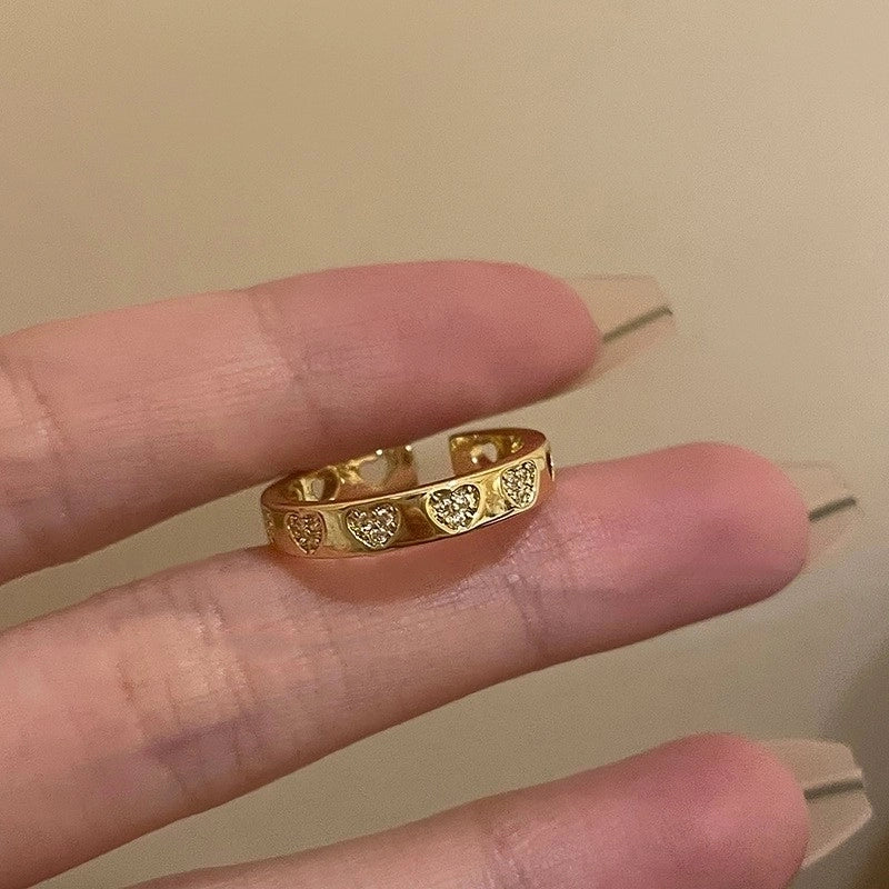 Copper Inlay Animal Artificial Pearls Artificial Diamond Copper Rings