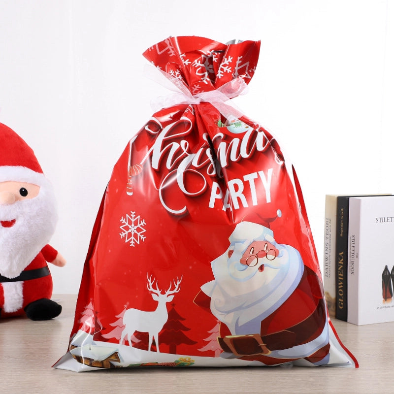 Cross-border New Christmas Gift Bag Santa Claus Drawstring Bag Aluminum Foil Bag Candy Packaging Bag Gift Bag