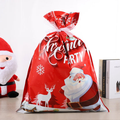 Cross-border New Christmas Gift Bag Santa Claus Drawstring Bag Aluminum Foil Bag Candy Packaging Bag Gift Bag