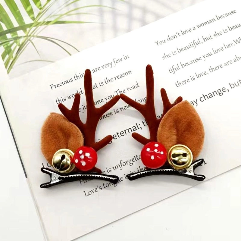 Christmas Cute Antlers Plastic Cloth Flannel Party Hairpin