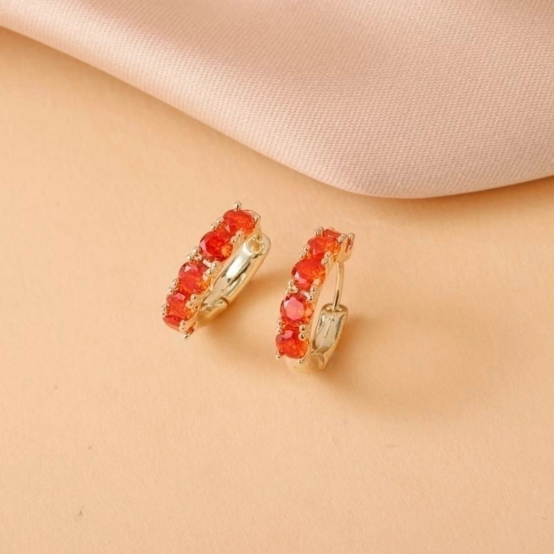 Minimalist C Shape Plating Inlay Copper Zircon 14K Gold Plated Earrings