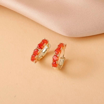Minimalist C Shape Plating Inlay Copper Zircon 14K Gold Plated Earrings