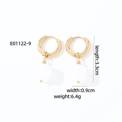 1 Pair Casual Vintage Style Minimalist Square Plating 304 Stainless Steel Natural Stone Gold Plated Drop Earrings