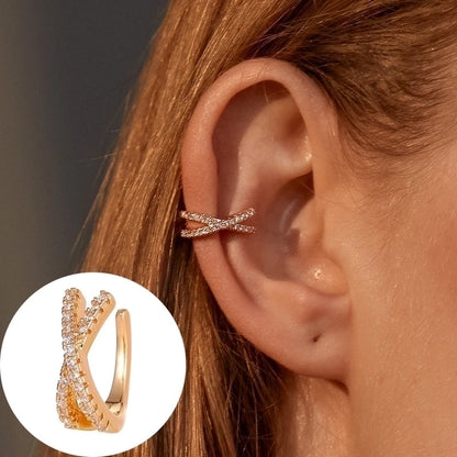 1 Piece Minimalist Commute Geometric Inlay Copper Zircon Ear Cuffs