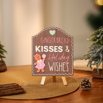 Christmas Cartoon Style Cute Pastoral Gingerbread Letter Wood Festival Hanging Ornaments Ornaments Decorative Props