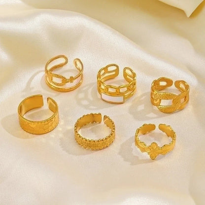 304 Stainless Steel 18K Gold Plated IG Style Plating Cross Open Rings