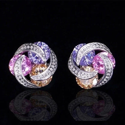 Fashion Colorful Zircon Contrast Color Copper Earrings