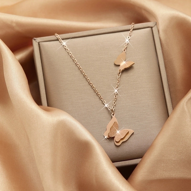2 Pieces Titanium Steel Vintage Style Tassel Plating Doll Constellation Crown Pendant Necklace