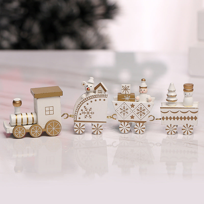 Christmas Wooden Train For Children Kindergarten Christmas Holiday Gift Window Display
