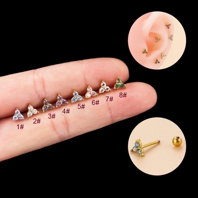 1 Piece Ear Cartilage Rings & Studs Fashion Geometric 316L Stainless Steel Plating Zircon